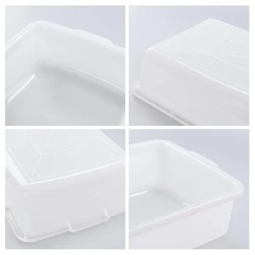Miniatura 3 de Paquete de 4 cajas de autobús comerciales, contenedor de almacenamiento de plástico blanco con asas/lavabo, lavabo de restaurante resistente, tina