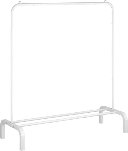 Perchero de metal para ropa con estante inferior, perchero para colgar ropa, camisas, jeans y abrigos, color blanco