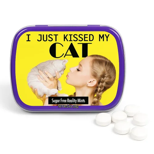 Miniatura 4 de I Just Kissed My Cat Mints – Regalo divertido para los amantes de los gatos – Regalos de señora loca – Latas de menta divertidas – Rellenos