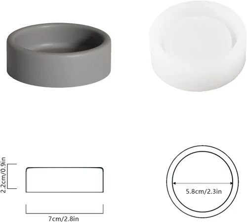 Miniatura 3 de Bandeja de vela de cemento simple Molde de silicona cilíndrico de hormigón Contenedor de vela Molde de contenedor de vela DIY Vela Vessel SH0886