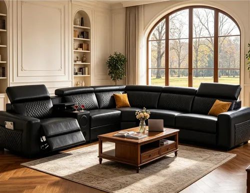 Miniatura 35 de Juego de sofá modular reclinable eléctrico con LED, juegos de muebles de sala de estar, sofá reclinable de cuero para sala de estar/cine en casa