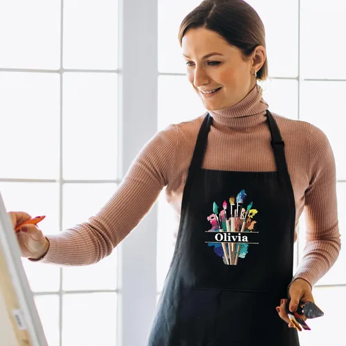 Miniatura 2 de Personalized Painting Apron with Custom Name, Mother's Day Gift for Mom, Personalized Adjustable Apron for Painter, Women