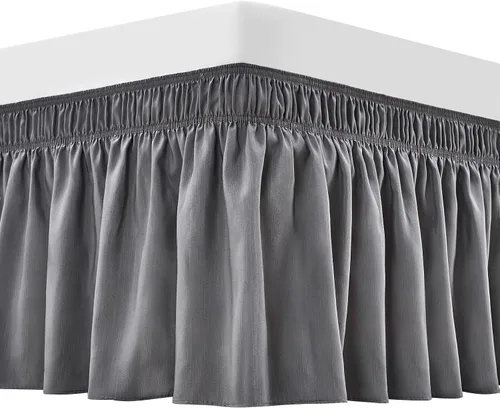 Miniatura 40 de Vocander Falda de Cama Rosa Tamaño Individual con Caída de 14 Pulgadas, Falda de Cama Elástica con Volantes Antipolvo, Fácil de Colocar, Faldas