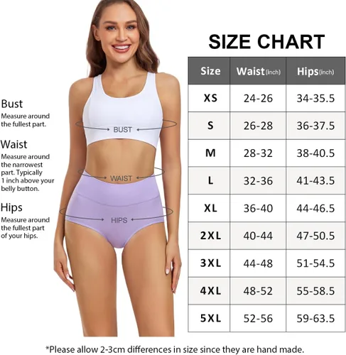 Miniatura 5 de wirarpa - Ropa interior de algodón para mujer, cintura alta y cobertura completa, paquete de 4unidades (tallas regular y extragrande)