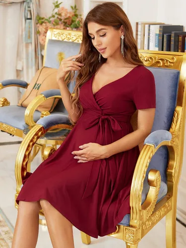 Miniatura 3 de Ever-Pretty Vestido de maternidad cruzado corto con cuello en V para mujer 20786