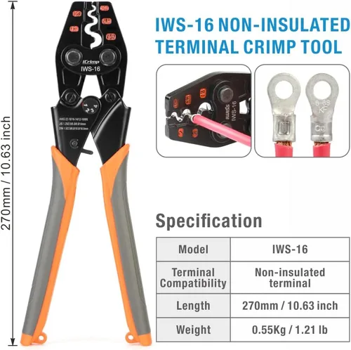 Miniatura 2 de Herramienta de crimpado de terminales sin aislamiento iCrimp para terminales no aislados de AWG 16 a AWG 10 y conectores