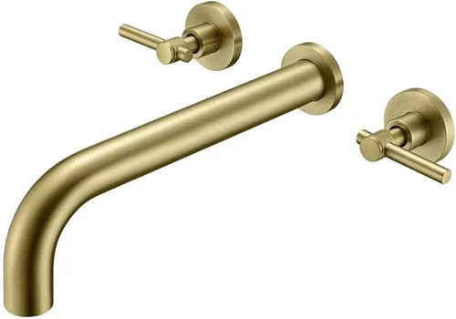 Miniatura 14 de Llenador de Bañera de Montaje en Pared Negro Mate Grifo de Bañera de Alto Flujo Dos Manijas Latón Sólido, Alcance de Caño Largo, sumerain