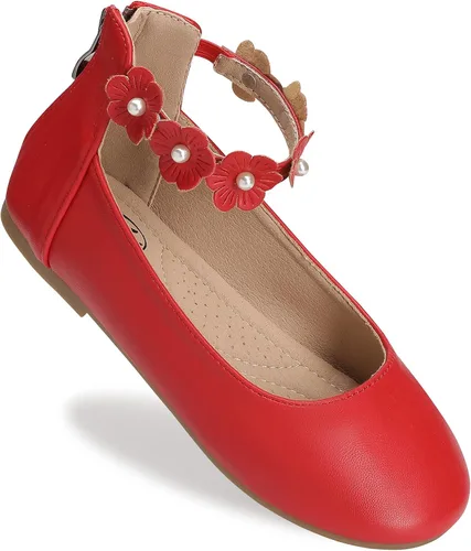 Trary Zapatos de vestir para niñas con correa de tobillo, zapatos Mary Jane para niña, zapatos planos de ballet para niños pequeños, niños grandes,