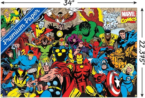 Miniatura 3 de Trends International Marvel Comics - Póster de pared con línea retro, 22.375 x 34 pulgadas, versión premium sin marco