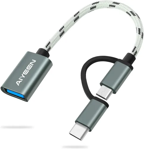 Miniatura 10 de Adaptador USB-C/Micro a USB, USB 3.0 2 en 1, cable adaptador OTG, compatible con MacBook Pro, Android, Google, Samsung y más, negro