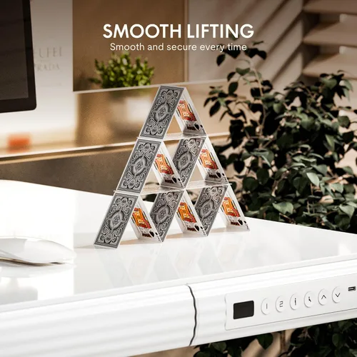 Miniatura 9 de FLEXISPOT Comhar - Escritorio de pie eléctrico de cristal puro con cajones, escritorio y puertos de carga USB, escritorio ergonómico de altura