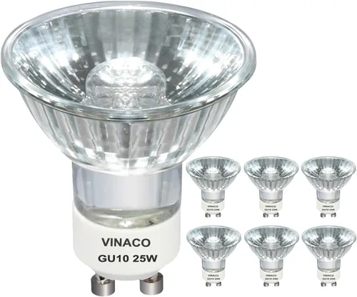 Vinaco Calentador de velas GU10 C de 120 V y 25 W, 6 bombillas halógenas de alto rendimiento de 220 lúmenes, GU10 de 25 W, sin parpadeo, de larga