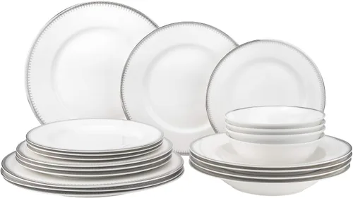Miniatura 11 de EURO Porcelain Juego de vajilla de 20 piezas para vajilla de porcelana de hueso de lujo chapada en oro de 24 quilates ("Amanda" 5669-20G)