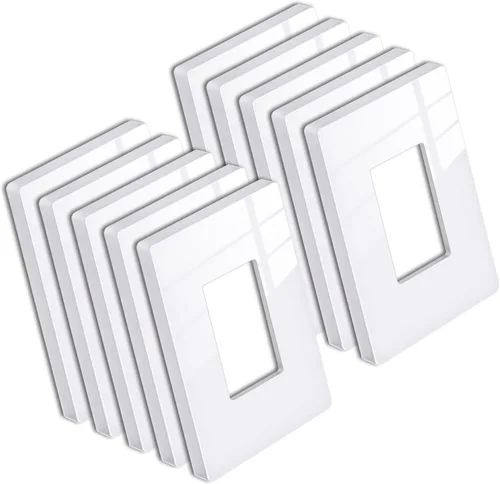 Miniatura 16 de BESTTEN Placa de pared sin tornillos de 5 segmentos, cubierta de enchufe decorador, placa decorativa para interruptor, serie blanca nieve brillante