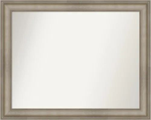 Miniatura 140 de Amanti Art Espejo de baño plateado para sobre el fregadero, 26 x 26 pulgadas, espejo cuadrado de plata antigua, marco de madera tradicional mediano