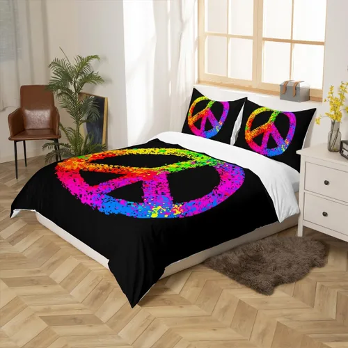 Miniatura 29 de Feelyou - Funda de edredón con estampado de auriculares, juego de ropa de cama con temática musical, patrón geométrico musical, funda de edredón