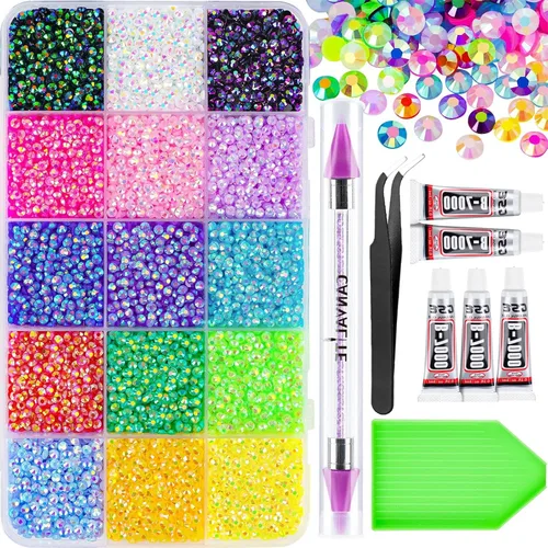 Miniatura 13 de Canvalite 5000 diamantes de imitación de resina para manualidades con pegamento de joyería B7000 de 0.3 fl oz, 1 caja de cristales de diamante