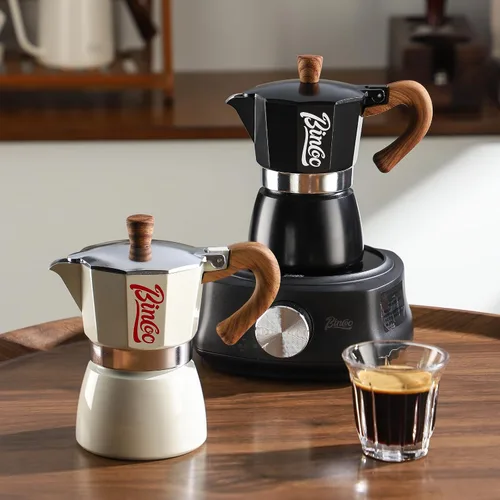 Miniatura 2 de Estufa para máquina de café expreso, olla Moka de 3 tazas, cafetera italiana clásica, válvula de seguridad individual (negro, 3 tazas)