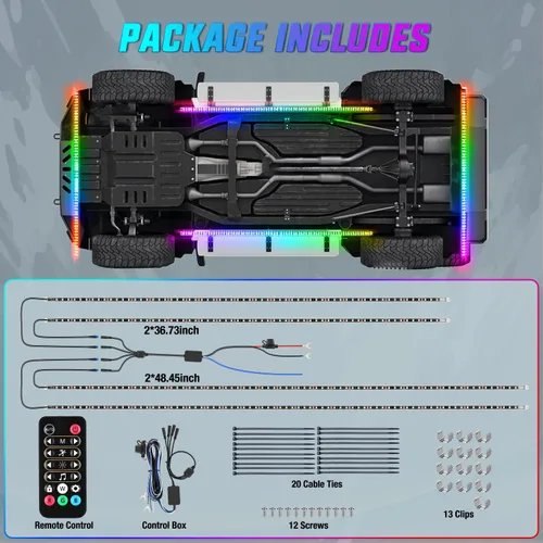 Miniatura 7 de Nilight 4 Piezas Tiras de Luces de Acento de Neón Underglow de Aluminio 396 LEDs Color de Ensueño Asistencia de Puerta Función Activa de Sonido