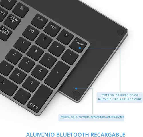 Miniatura 5 de Teclado Numérico Bluetooth, Lekvey Teclado Numérico Inalámbrico Recargable de Aluminio Delgado de 34 Teclas Teclado Numérico Externo Entrada