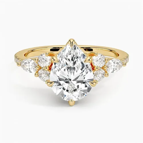 Miniatura 4 de IGI - Anillo de compromiso de diamantes creados en laboratorio con diseño de pera blanca de 1.56 quilates con diamantes redondos de laboratorio