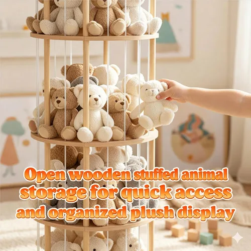 Miniatura 2 de Almacenamiento de Zoológico de Animales de Peluche Extra Grande Soporte de Madera para Animales de Peluche Organizador de Juguetes Suaves Jaula