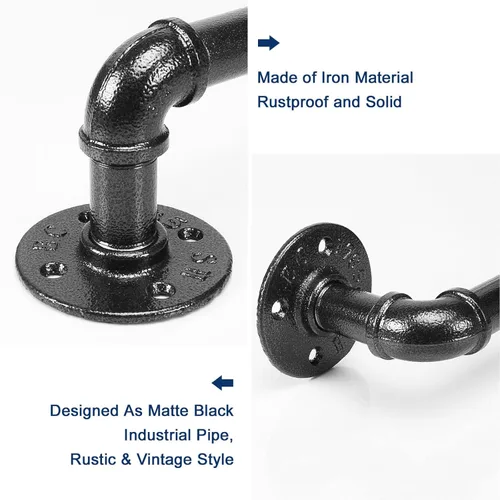 Miniatura 3 de NearMoon Toallero industrial de tubería, accesorio de toallero de baño resistente, montaje en la pared, soporte para toallas de baño de hierro