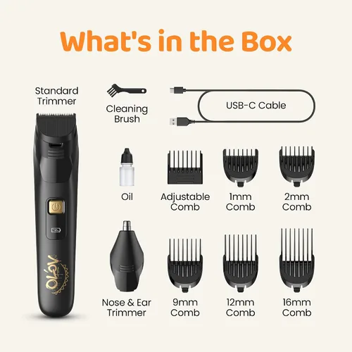 Miniatura 9 de Recortadora eléctrica de barba para hombres, recortadora de pelo de nariz y maquinilla de afeitar eléctrica para hombres, kit de aseo 10 en 1