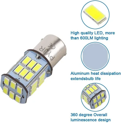 Miniatura 4 de Bombilla LED 1157 blanca, bombilla LED Bay15d 12V 5W, DC10-30V 6000K 800 lm para luz de cola/freno, luz de respaldo, para coche, RV, remolque