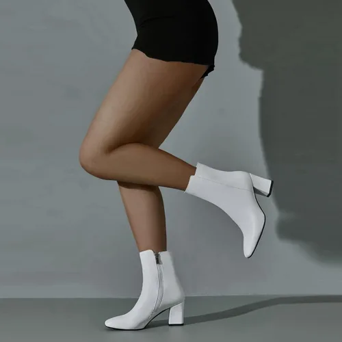 Miniatura 7 de Caradise Botas de tacón alto y grueso para mujer con cremallera y punta cuadrada