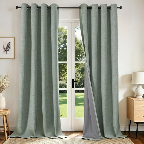 Miniatura 18 de Joydeco Cortinas opacas de 84 pulgadas de largo, 2 paneles burg, cortinas de oscurecimiento de habitación para dormitorio, cortinas térmicas Negro