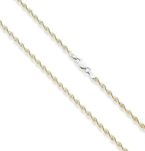 Miniatura 3 de Miabella 925 Sterling Silver Italian Solid 2.5mm Two-Tone Twisted Herringbone Chain Necklace for Women Made in Italy