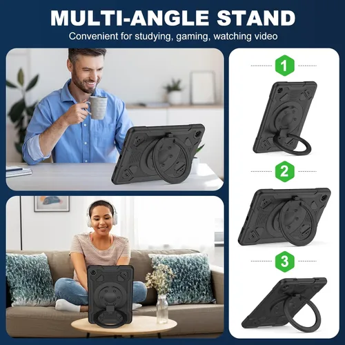 Miniatura 5 de Funda para Samsung Galaxy Tab A9+/ A9 Plus de 11 pulgadas 2023 con protector de pantalla con soporte giratorio de 360°, correa para el hombro, funda
