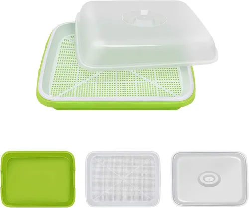 Miniatura 3 de SUNPRO Paquete de 2 bandejas para germinar semillas sin BPA, PP sin tierra, gran capacidad, contenedor de germinación de pasto de trigo saludable