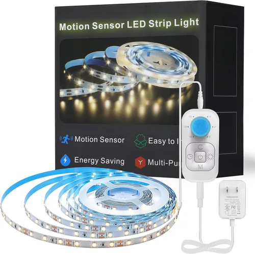Miniatura 11 de Tira de luces LED con sensor de movimiento - Iluminación debajo del gabinete con adaptador de corriente, 6 niveles ajustables de brillo y Blanco frío