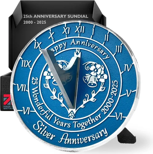 Regalo de reloj de sol de aniversario para el 25 aniversario de boda de plata en 2025 – Decoración del hogar de metal reciclado o idea de regalo de
