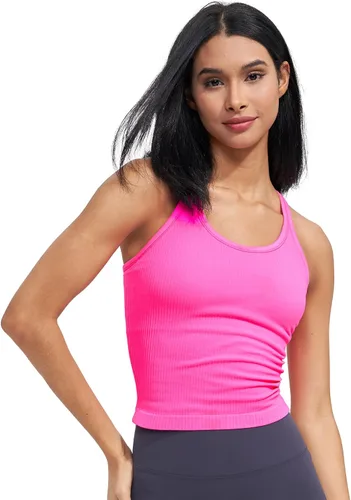 Miniatura 104 de sphinx cat - Camiseta corta de entrenamiento para mujer, camiseta sin mangas, acanalada, con espalda cruzada y brasier integrado