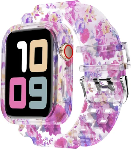 Miniatura 45 de DABAOZA - Correa compatible con Apple Watch de 49 mm, 46 mm, 45 mm, 44 mm, 42 mm, 41 mm, 40 mm, 38 mm, con protector, correa de TPU brillante