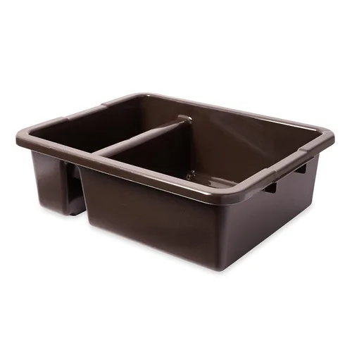 Rubbermaid Commercial Products Caja Utilitaria/Recipiente Dividido Estándar de 7 Galones de Plástico Marrón para Lavado de Platos/Vasos/Cuencos de