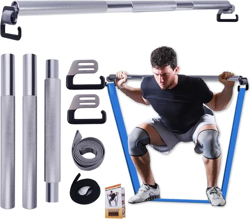 Miniatura 8 de J Bryant Barra de ejercicio de banda de resistencia de fitness Gancho grande 37.8" de longitud con asas Barra resistente