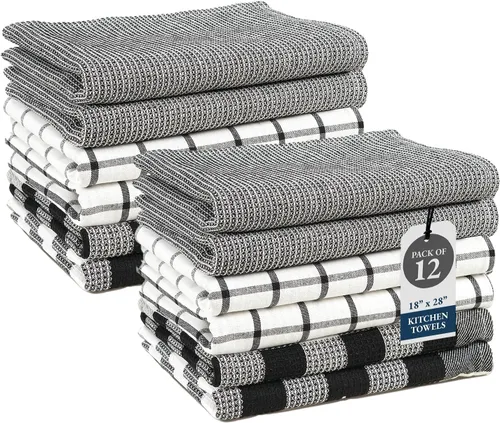 Miniatura 30 de LANE LINEN Juego de 6 paños de cocina de algodón para secar platos, 18 x 28 pulgadas, absorbentes, de secado rápido, color beige 07: Amarillo