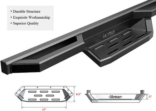 Miniatura 3 de APS Barras Nerf de acero inoxidable de 6.5 pulgadas, guardias de balancín de tubo cuadrado compatibles con Ford F150 Regular Cab y 17-26 F250 15-26