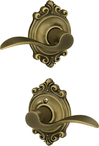 Miniatura 11 de SCHLAGE - Manija de puerta Accent con cerradura de paso libre para pasillo y armario en bronce antiguo - F10 ACC 716 Bronce Envejecido