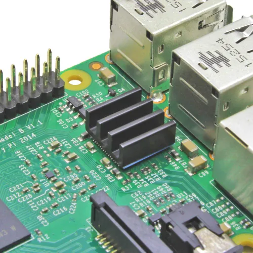 Miniatura 7 de 30 unidades de disipador de calor de aluminio de 0.43 x 0.43 x 0.2 pulgadas con cinta adhesiva conductora térmica para Raspberry Pi, chip