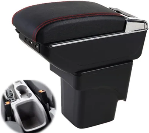 Miniatura 6 de Caja de cuero para reposabrazos de consola central de automóvil de repuesto para Ford Focus 2 MK2 2007 2008 2009 2010 2011 caja de almacenamiento
