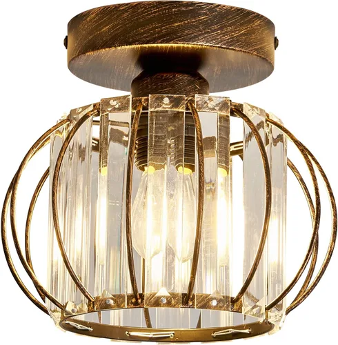 Miniatura 17 de YYJLX Lámpara de Techo Empotrada de 3 Luces, Candelabro de Cristal Moderno Negro E26, Iluminación Interior para Pasillo, Dormitorio, Baño