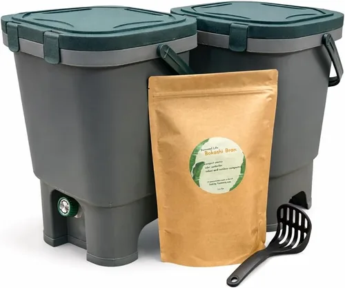 Miniatura 5 de Kit de compost Bokashi de tapa fácil a presión, 2.2 libras de salvado Bokashi premium incluido, comienza a convertir tus residuos de cocina