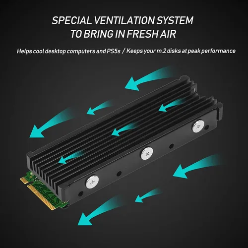Miniatura 2 de M.2 PS5 SSD NVMe Disipador de calor para Samsung 990 980 Pro 970 EVO Plus SN570 SN750 SN850 Firecuda 530 NVME o SATA m2 2280 SSD Disipador de calor