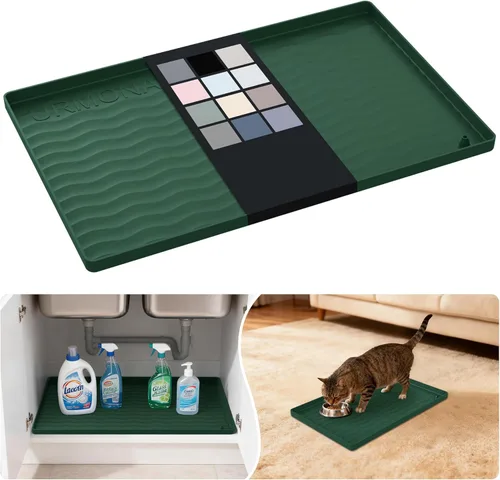 Miniatura 23 de URMONA Tapete de silicona impermeable para debajo del fregadero, 34 x 22 pulgadas, forro para estante de cocina y baño, protector de gabinetes