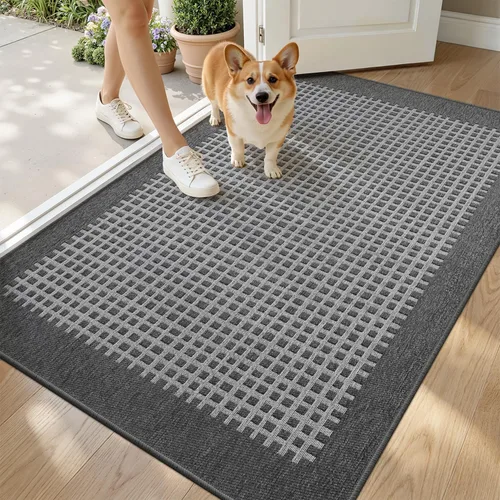 Miniatura 11 de LUMI Tapete Interior para Puerta de Entrada 24''x36'', Absorbente, Atrapa Suciedad, Perfil Bajo Delgado, Tapetes Antideslizantes con Respaldo